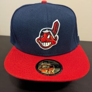 New Era Navy and Red Cleveland Indians Fitted Cap Never Worn